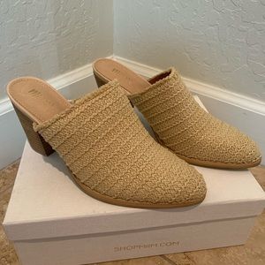 Tan slip on mules - never worn